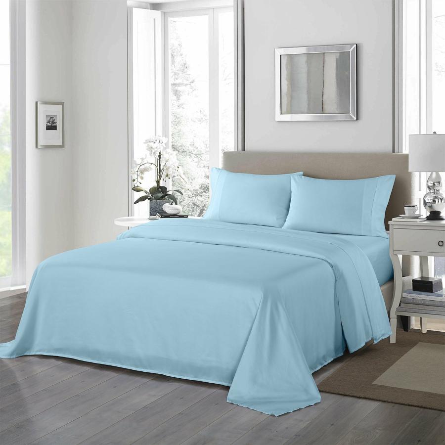 Sheets |   Double 1200Tc Ultrasoft 4Piece Sheet Set – Sky Blue Beddings Sheets