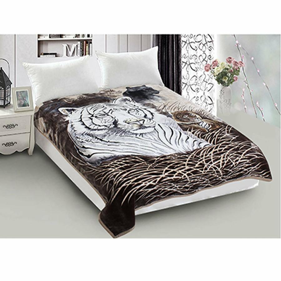 Blankets |   Whitney Throw Soft Blanket 800Gsm Luxury Reversible Animal Mink Blanket Queen 200 X 240Cm – White & Brown Tiger Beddings Blankets