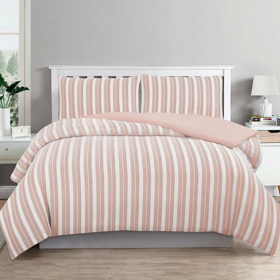 Quilt Covers |   Double Seersucker Waffle Quilt Cover Set – Peach Beddings Quilt Covers